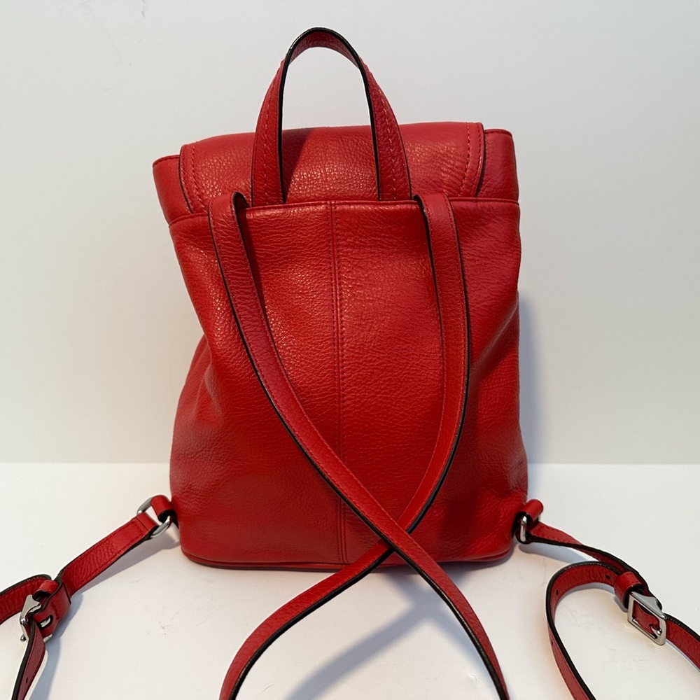 Coach Red Park Pebbled Leather Turnlock Drawstring Backpack - Picture 2 of 5